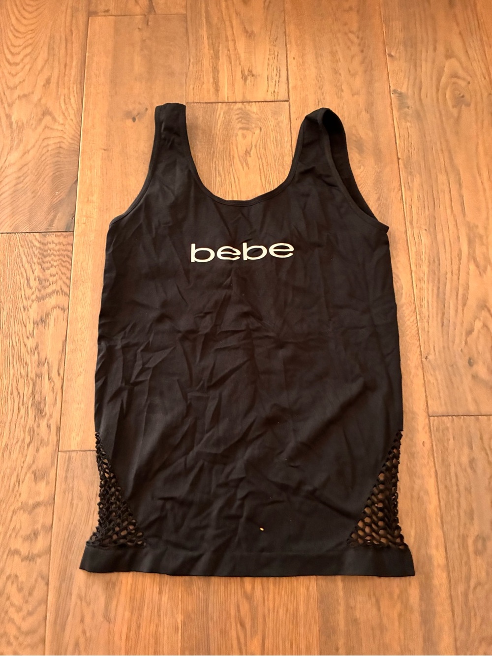 bebe Logo Sports Athletic Tank Top with Side Mesh Panels